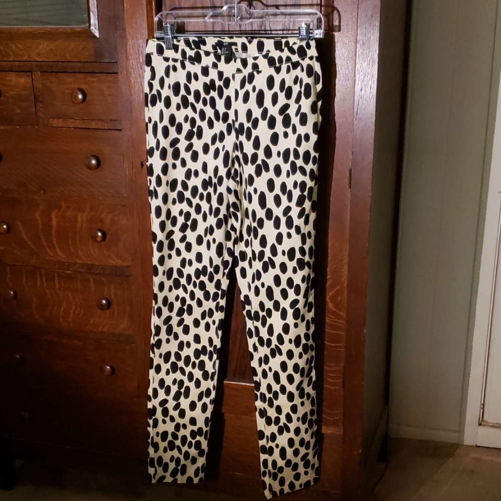 Cream and black animal print pant
